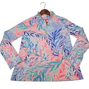 Lilly Pulitzer Skipper Popover 1/2 Zip Pullover Jacket Coral Bay UPF 50+ Size XS